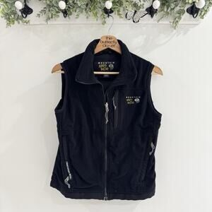 Women’s Mountain Hardwear Fleece Black Logo Full Zip Vest Size 6 18-3122